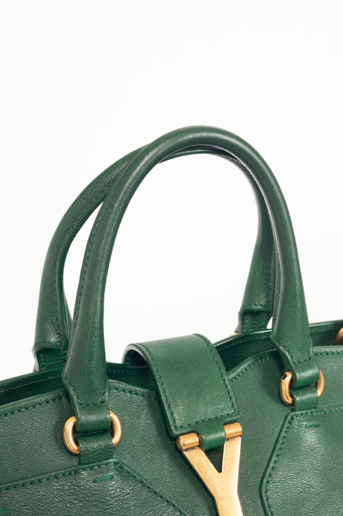 Yves Saint Laurent Cabas Chyc Green Leather Tote