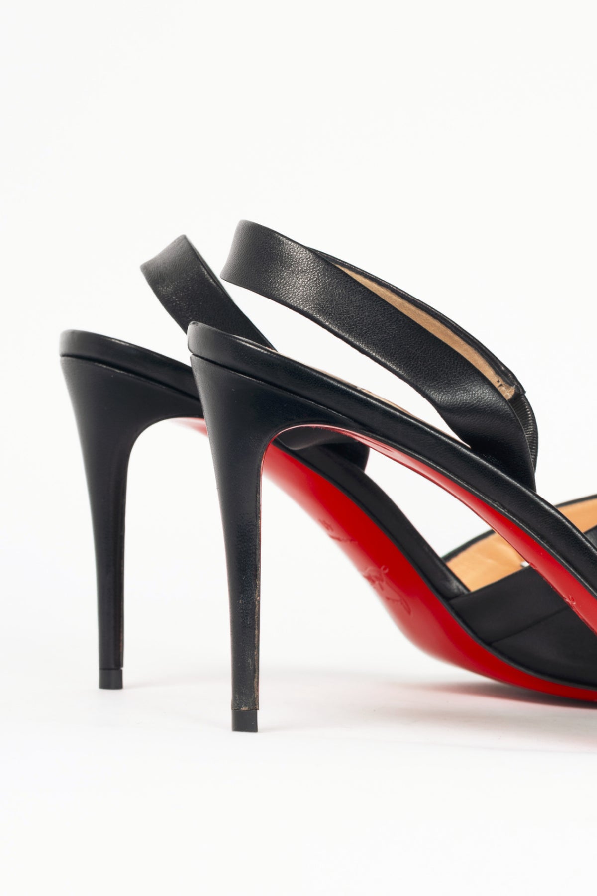 Christian Louboutin Actina 85 Black Nappa Shiny Slingback Pumps
