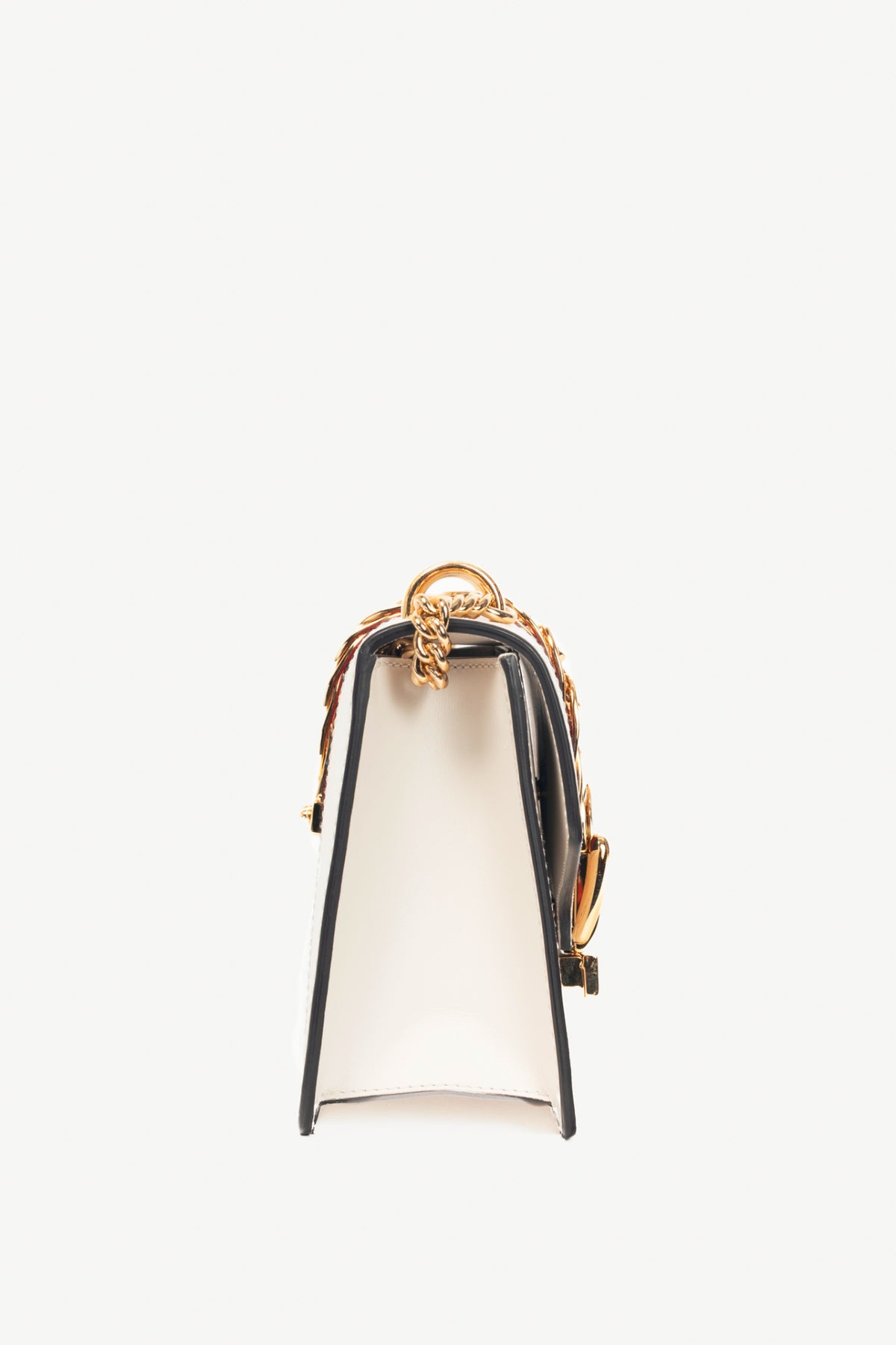 Gucci Sylvie Mini Chain White Leather Stripe-Web Bag