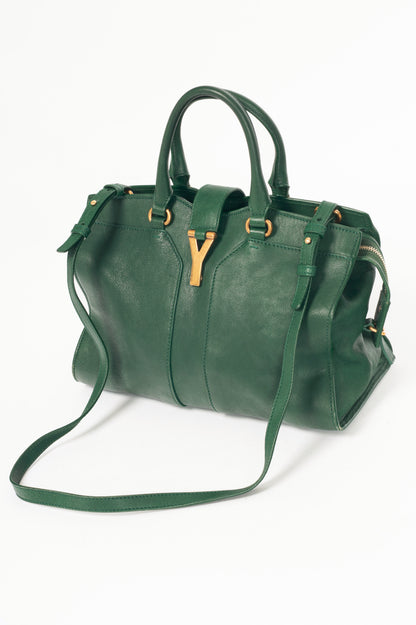 Yves Saint Laurent Cabas Chyc Green Leather Tote