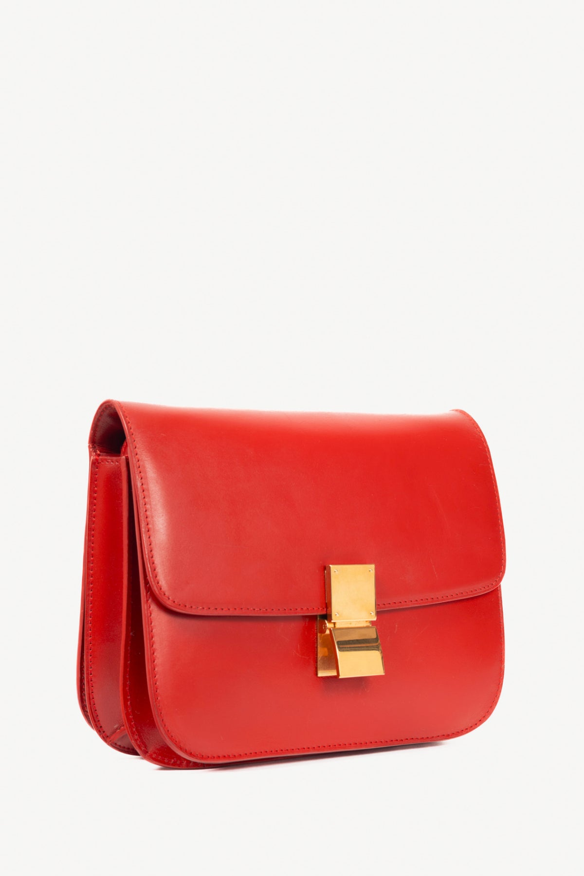 Celine Classic Box Medium Red Smooth Calfskin Shoulder Bag