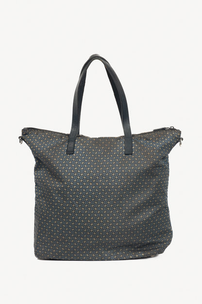 Prada Blue Stampato Tessuto Nylon Tote