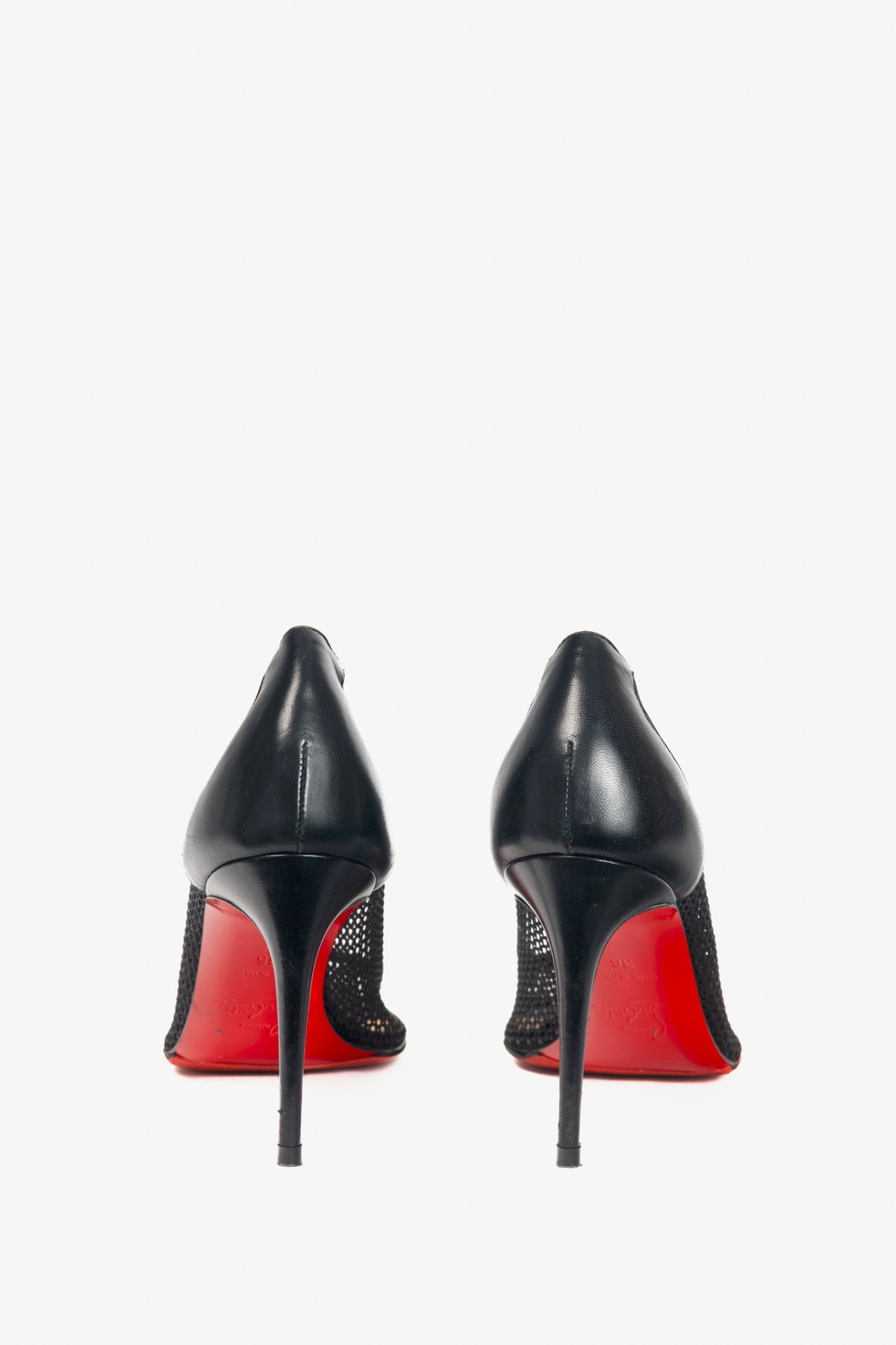 Christian Louboutin Filomena 85 Black Mesh & Leather Pumps
