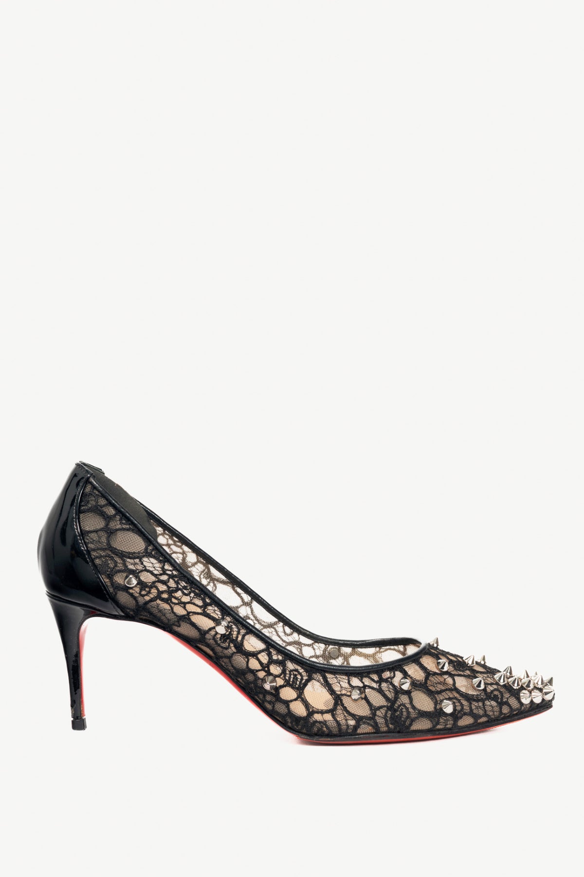 Christian Louboutin Lace 554 Spikes Black Pointed-Toe Pumps