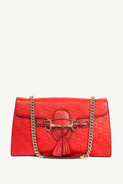 Gucci Emily Red Microguccissima Chain Shoulder Bag