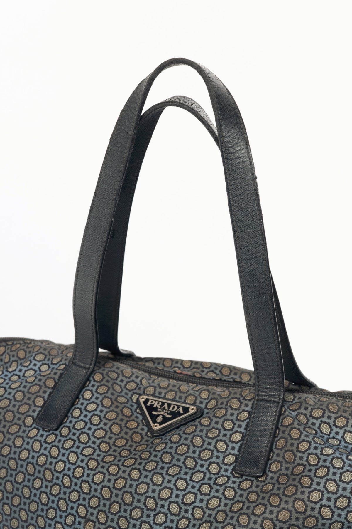 Prada Blue Stampato Tessuto Nylon Tote