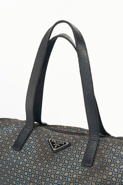 Prada Blue Stampato Tessuto Nylon Tote