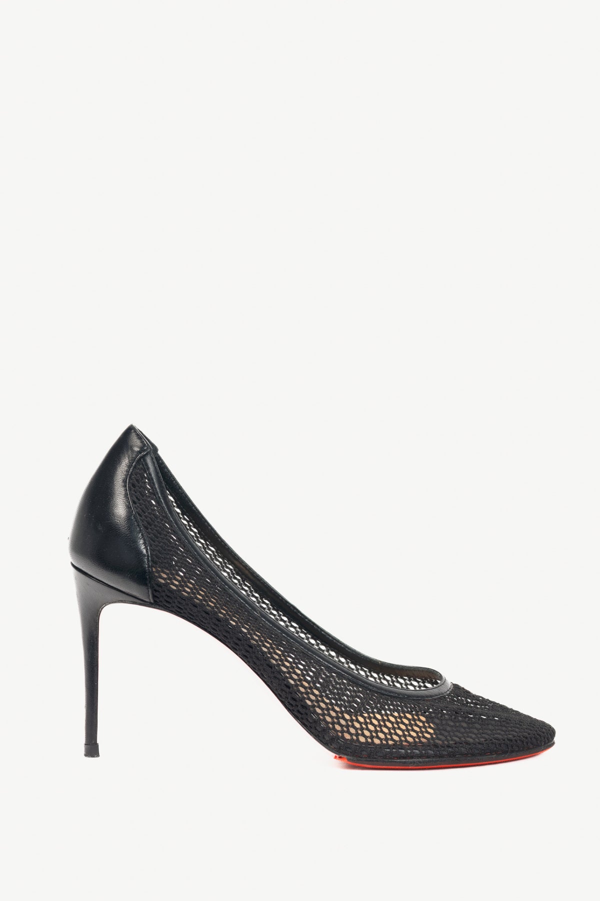 Christian Louboutin Filomena 85 Black Mesh & Leather Pumps