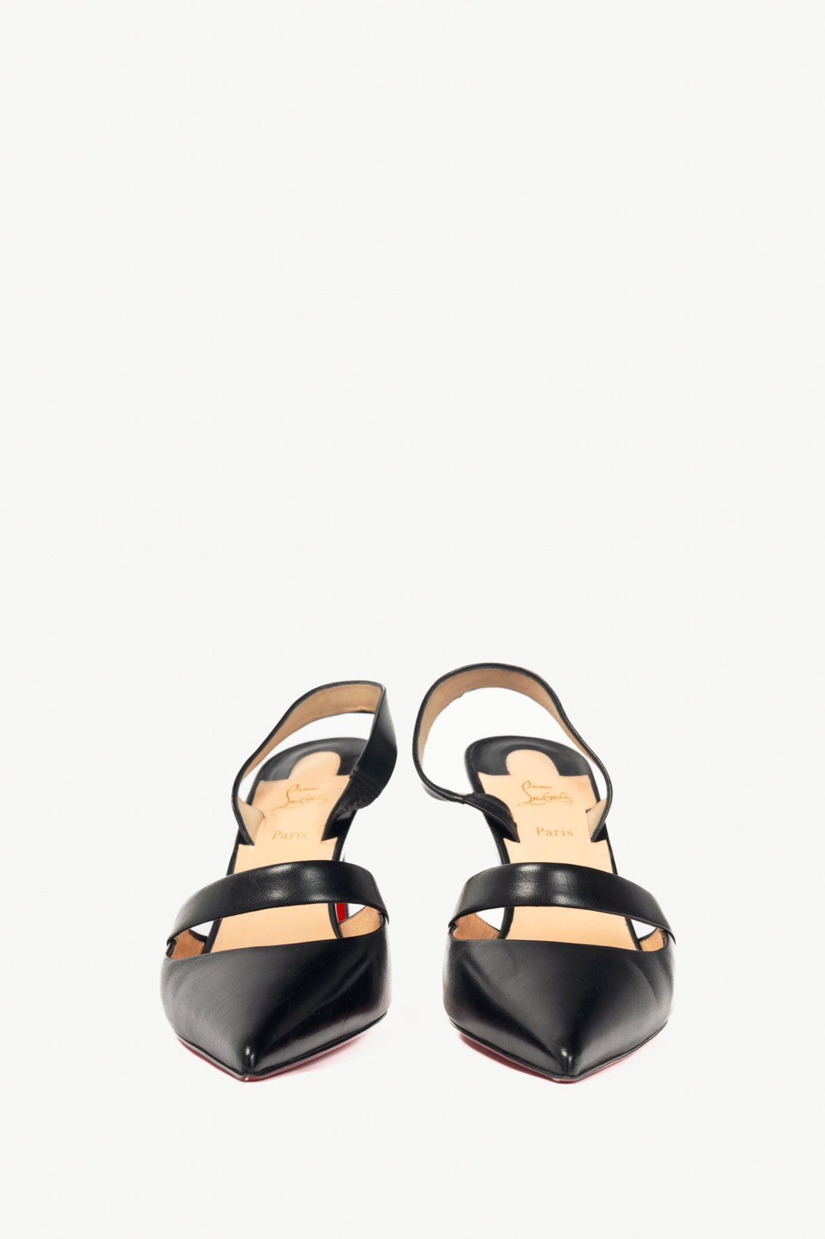 Christian Louboutin Actina 85 Black Nappa Shiny Slingback Pumps