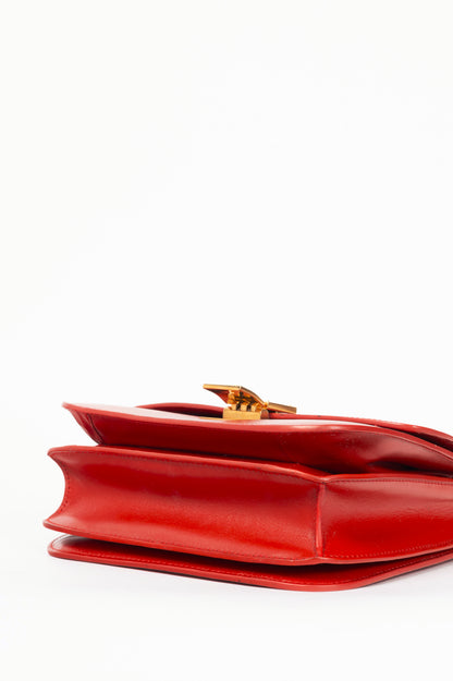 Celine Classic Box Medium Red Smooth Calfskin Shoulder Bag