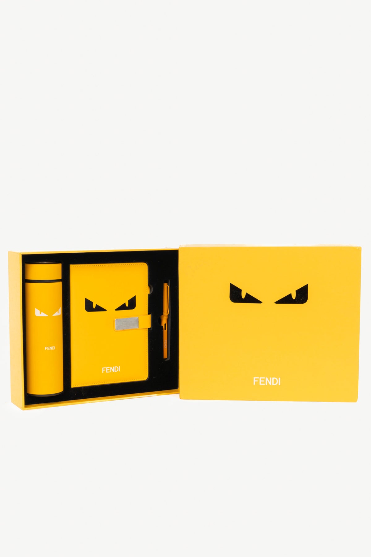 Fendi Monster Yellow Notebook, Pen & Thermos Gift Set