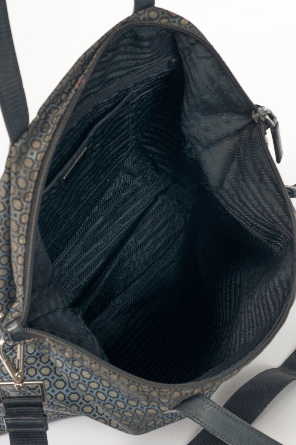 Prada Blue Stampato Tessuto Nylon Tote