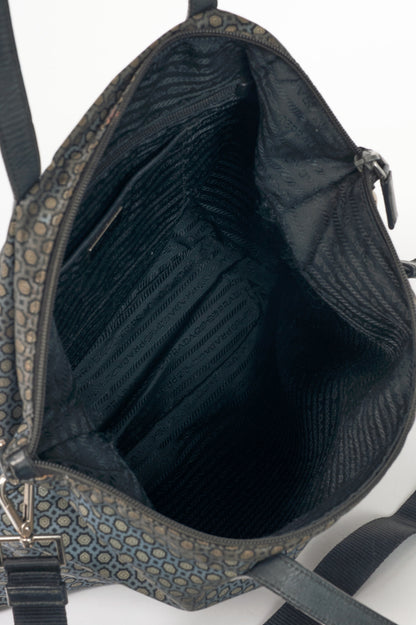 Prada Blue Stampato Tessuto Nylon Tote