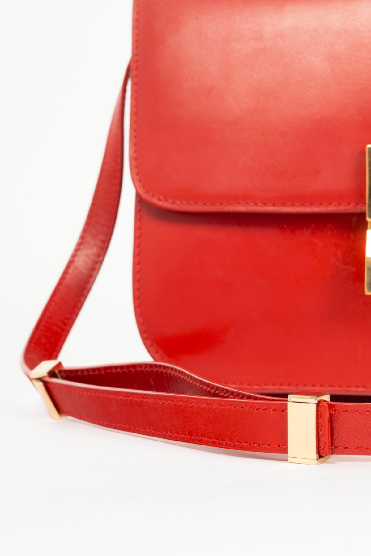 Celine Classic Box Medium Red Smooth Calfskin Shoulder Bag
