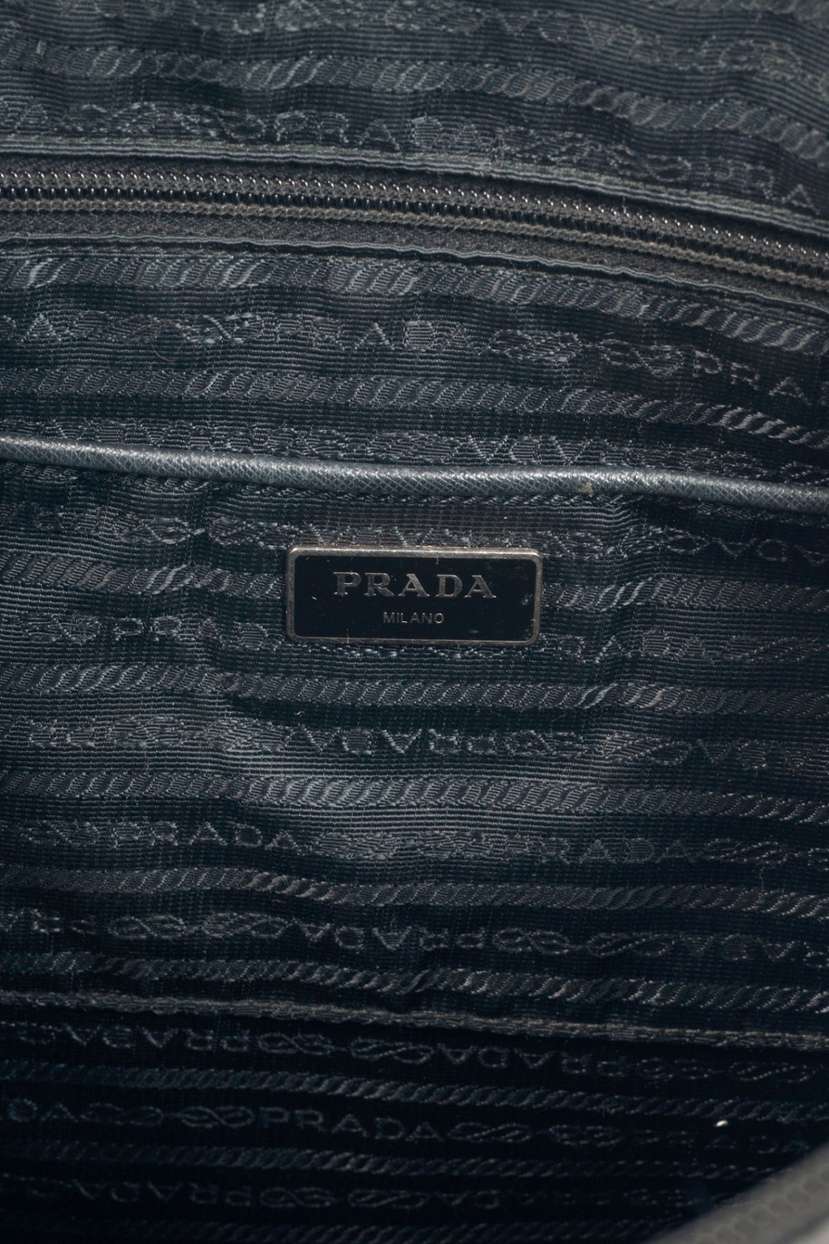 Prada Blue Stampato Tessuto Nylon Tote