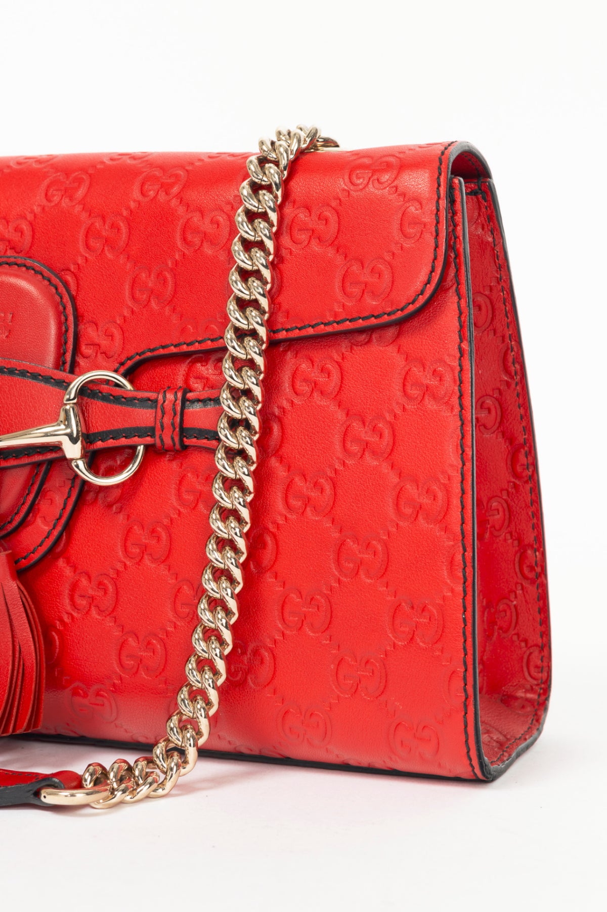 Gucci Emily Red Microguccissima Chain Shoulder Bag