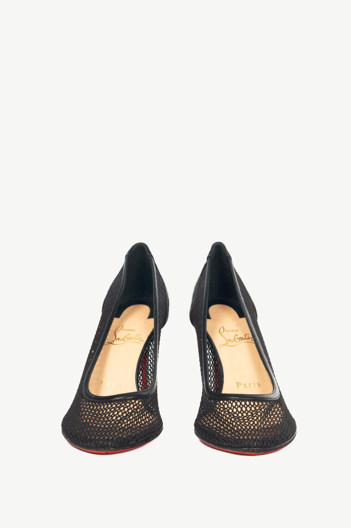 Christian Louboutin Filomena 85 Black Mesh & Leather Pumps