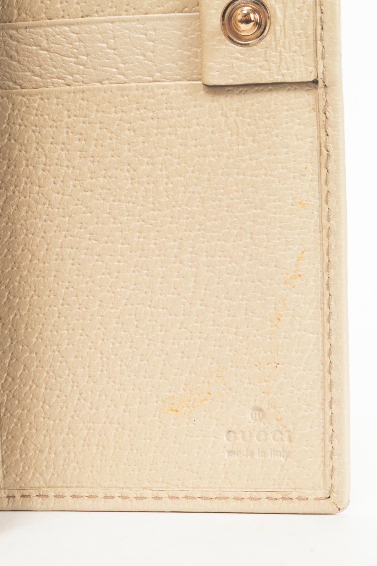 Gucci Beige & Ebony GG Canvas Cream-Trim Flap Wallet