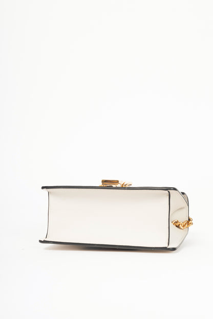 Gucci Sylvie Mini Chain White Leather Stripe-Web Bag