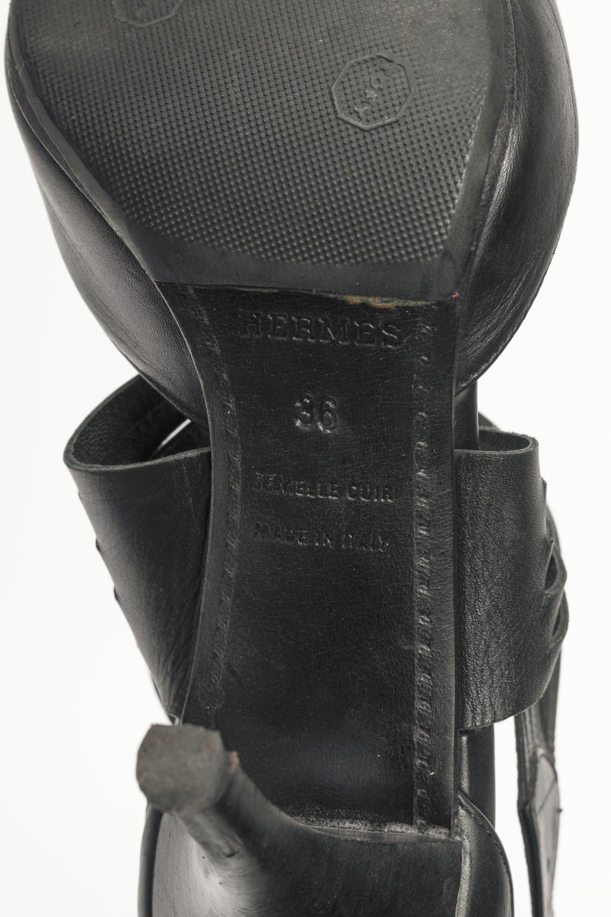 Hermes Black Leather Pointed-Toe Criss-Cross Pumps