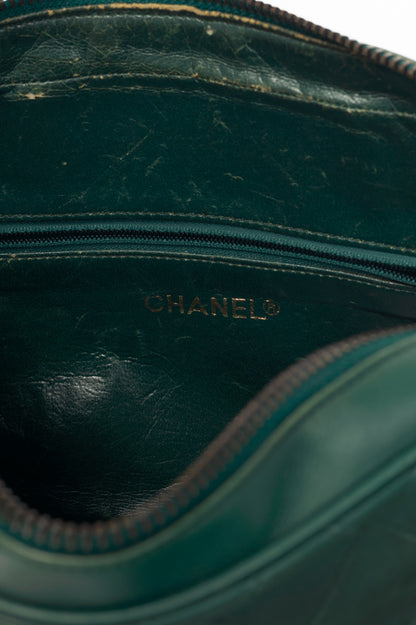 Chanel Emerald Green Leather Matelasse Shoulder Bag