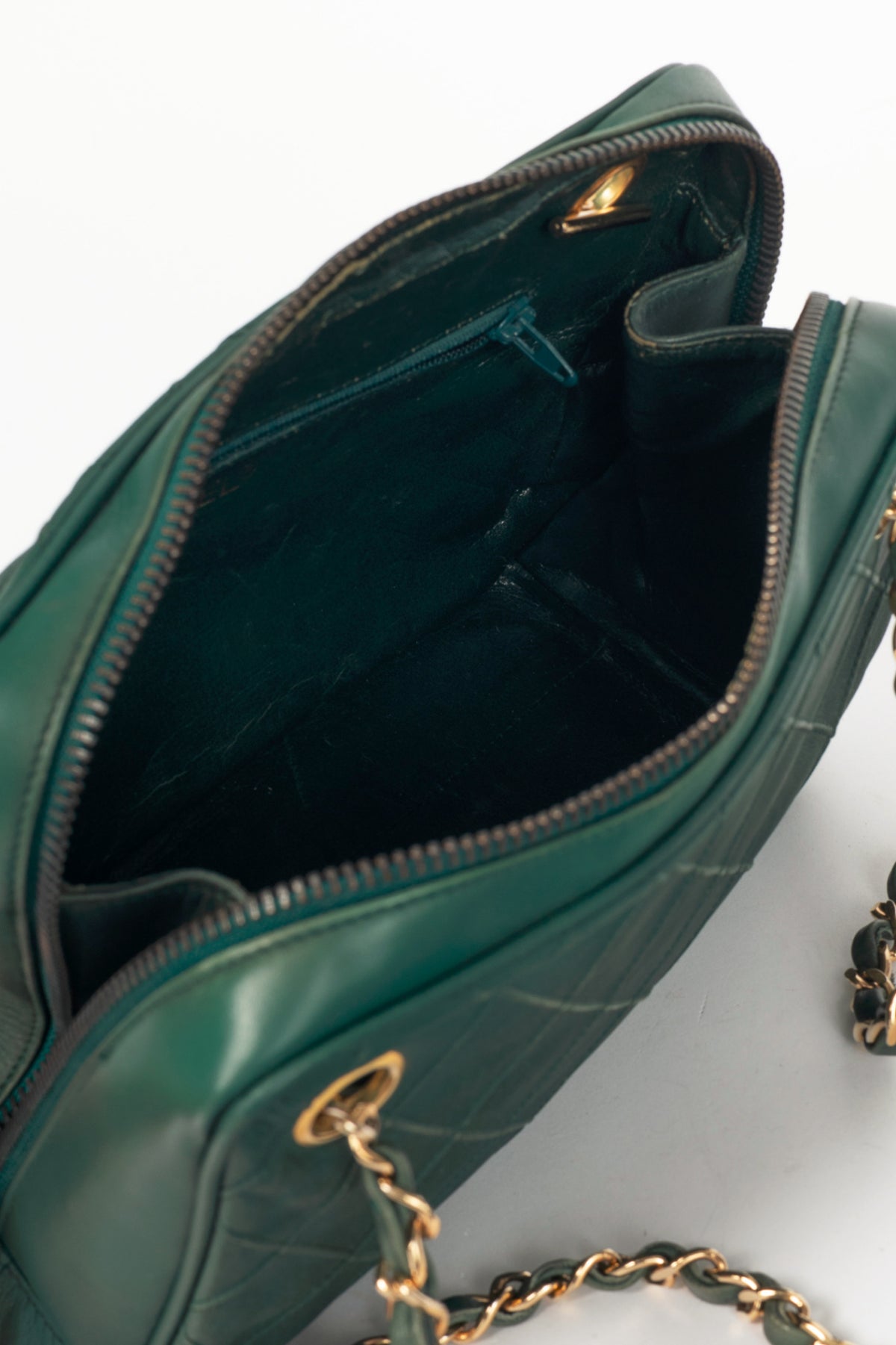 Chanel Emerald Green Leather Matelasse Shoulder Bag