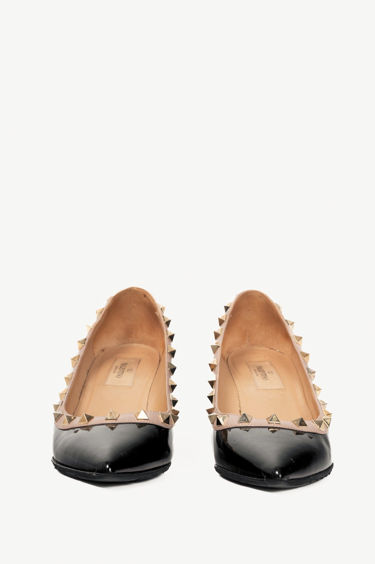 Valentino Garavani Nero & Poudre Patent-Leather Rockstud Wedges