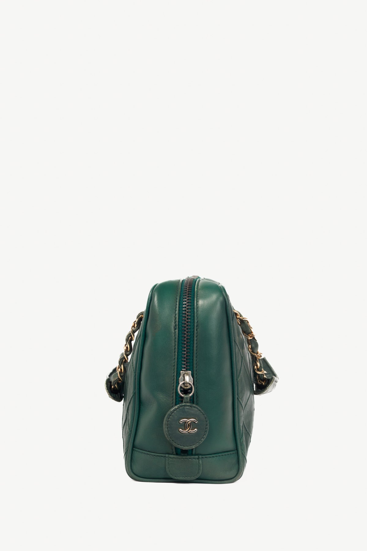 Chanel Emerald Green Leather Matelasse Shoulder Bag