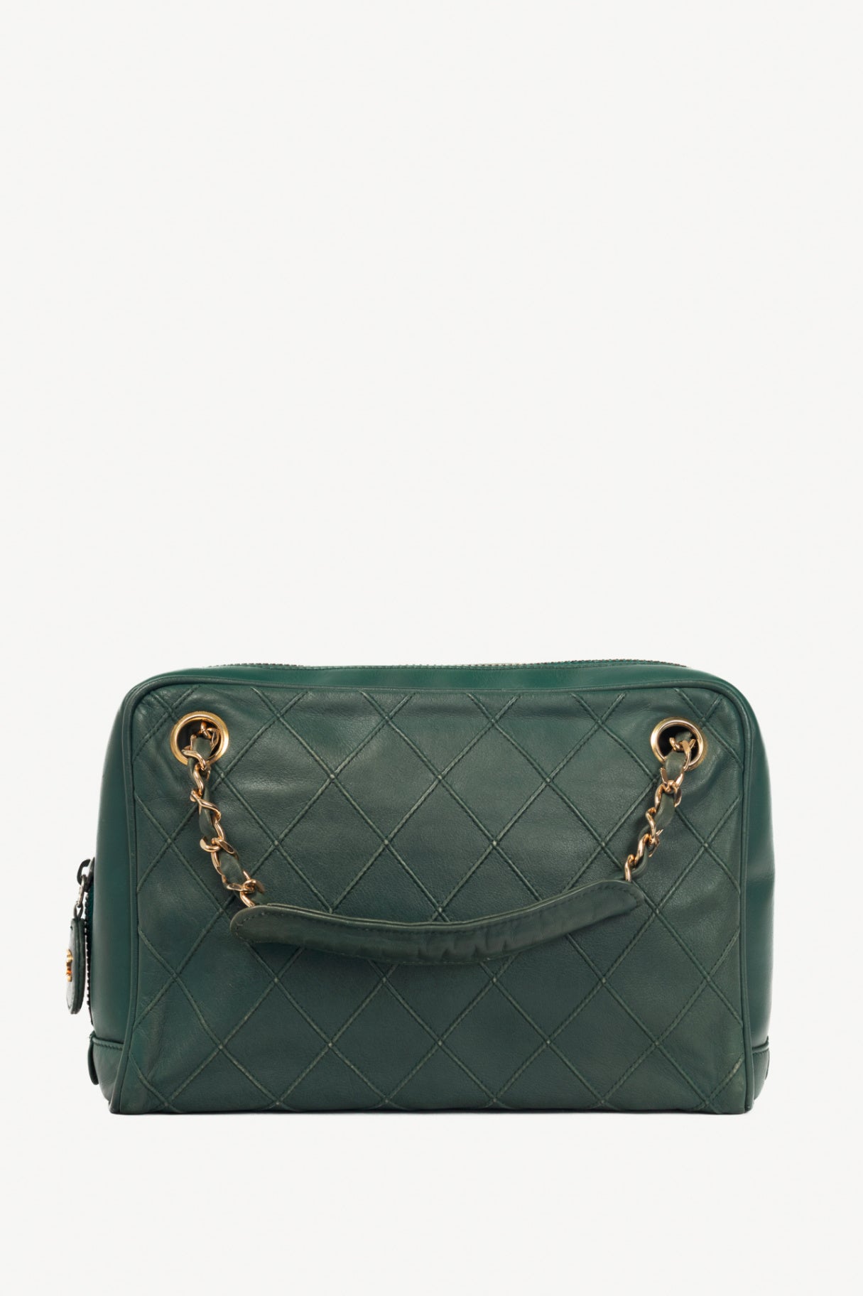 Chanel Emerald Green Leather Matelasse Shoulder Bag