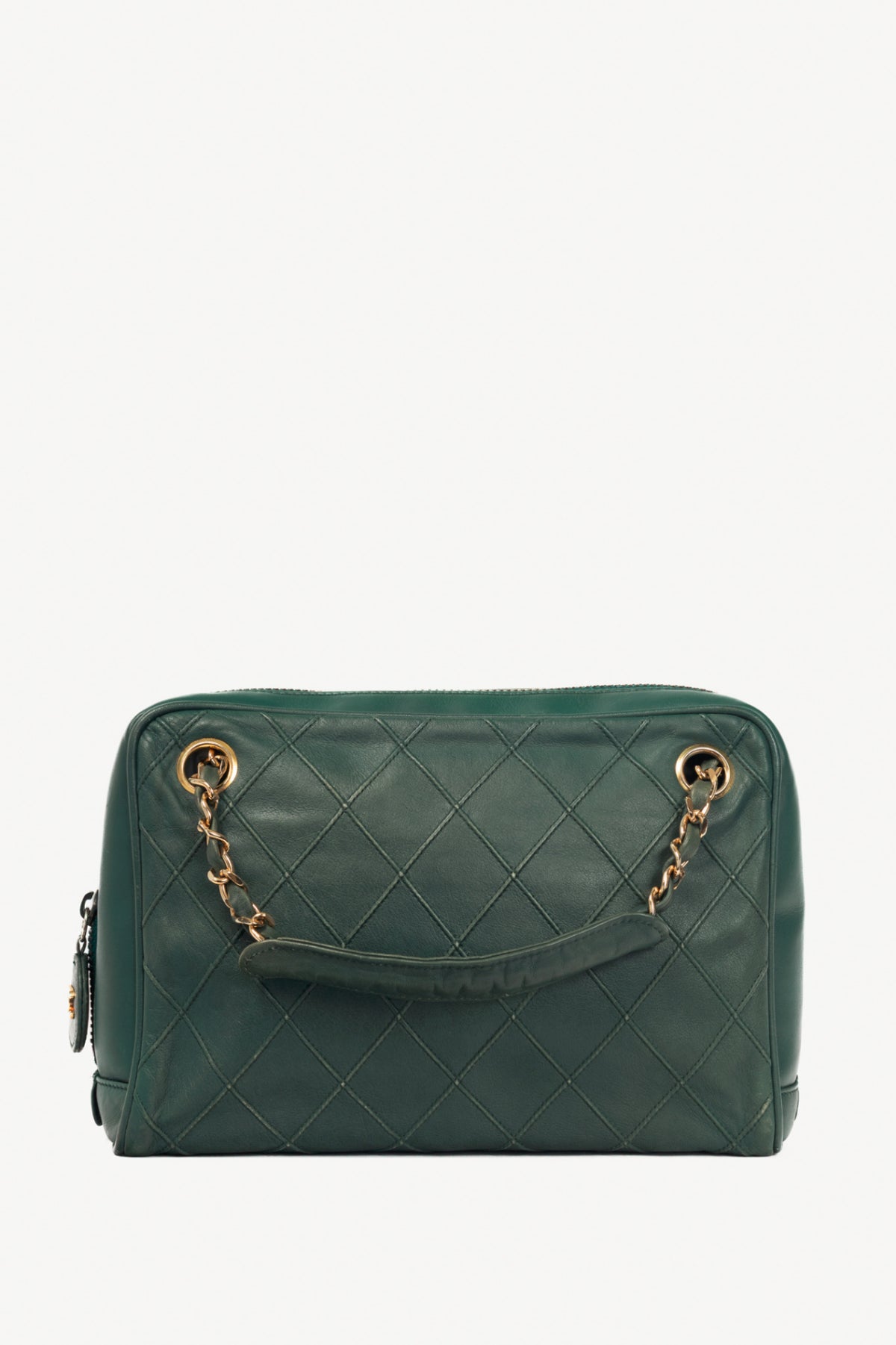 Chanel Emerald Green Leather Matelasse Shoulder Bag
