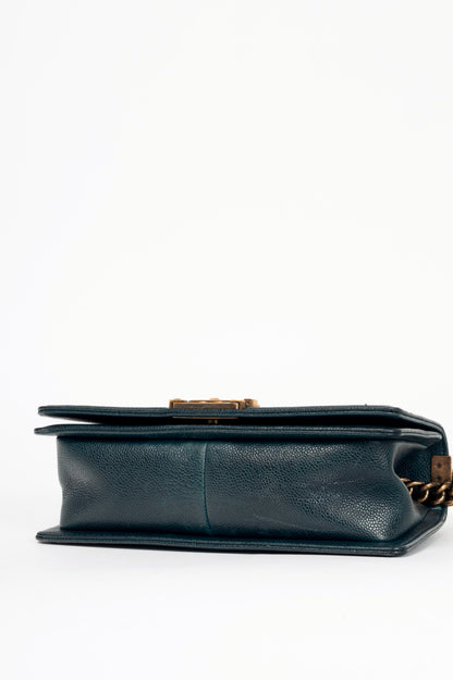Chanel Medium Boy Navy Quilted Caviar Leather Flap Bag