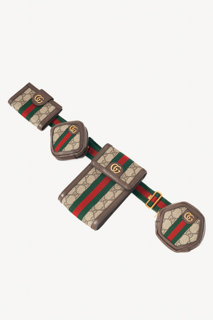 Gucci Beige & Ebony GG Supreme Web 4-Set Utility Belt Bag
