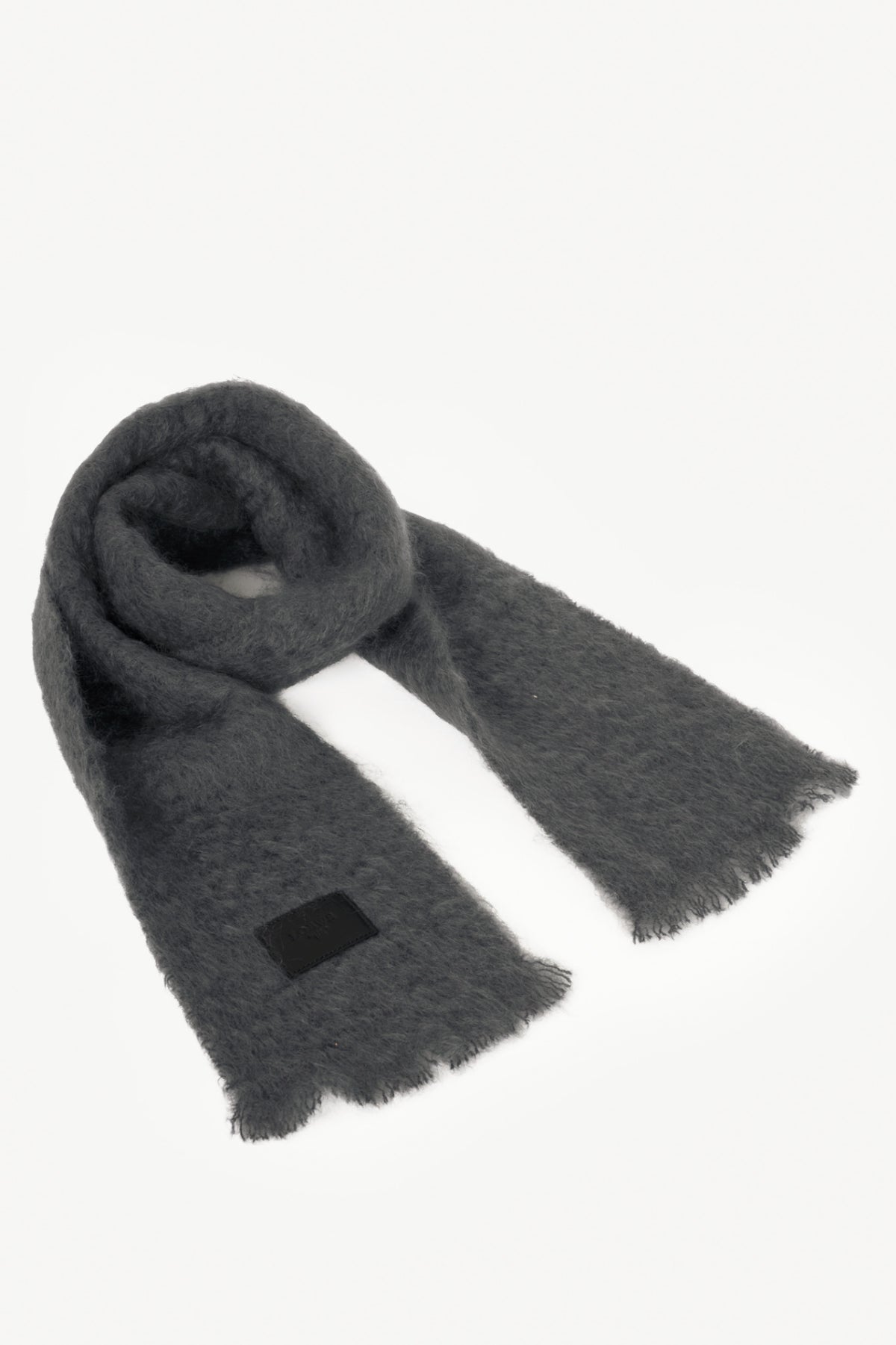 Loewe Grey Mohair & Wool Logo-Patch Scarf