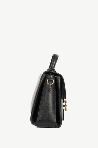Gucci Black Pebbled-Leather Interlocking G 2-Way Handbag