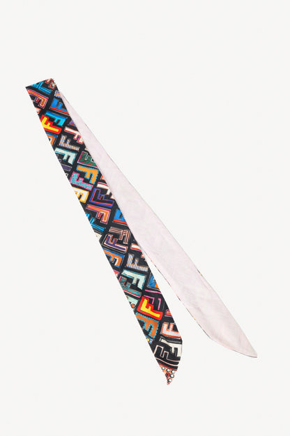 Fendi Black Multicolour Fun Fair Print Silk Bandeau