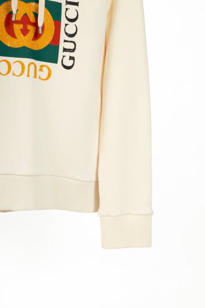 Gucci Off-White Cotton French-Terry Logo-Graphic Hoodie