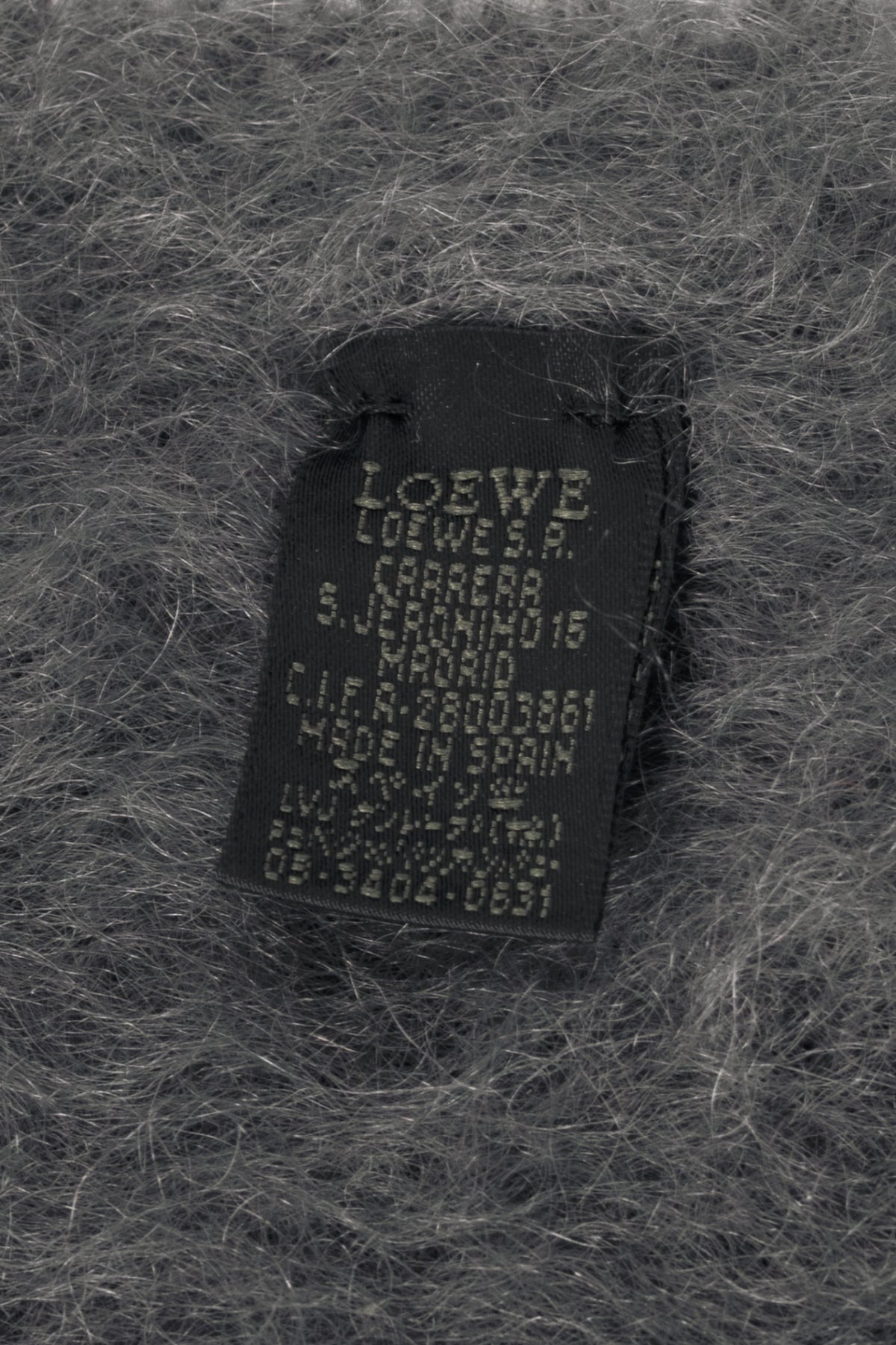 Loewe Grey Mohair & Wool Logo-Patch Scarf