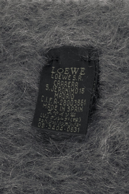 Loewe Grey Mohair & Wool Logo-Patch Scarf