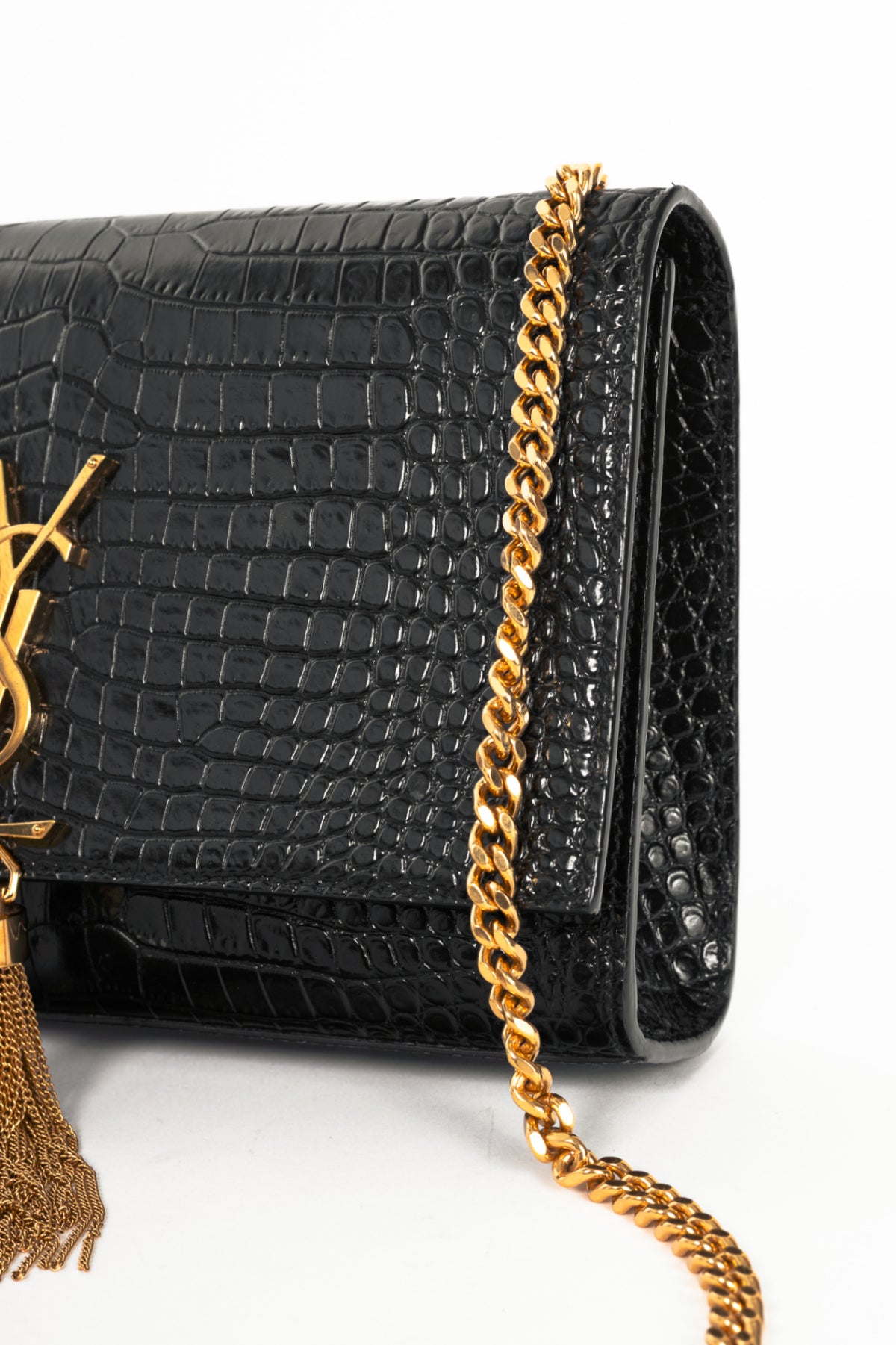 Saint Laurent Nero Cocco Print Monet YSL Monogramme Shoulder Bag