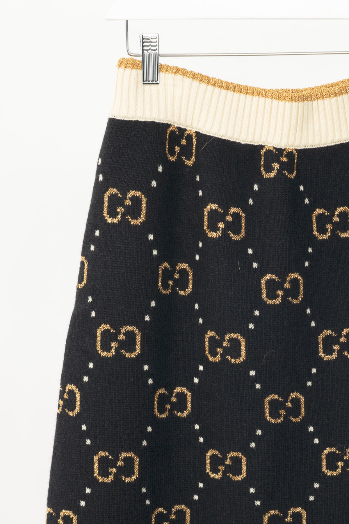 Gucci Black GG-Monogram Jacquard Wool-Knit A-Line Skirt