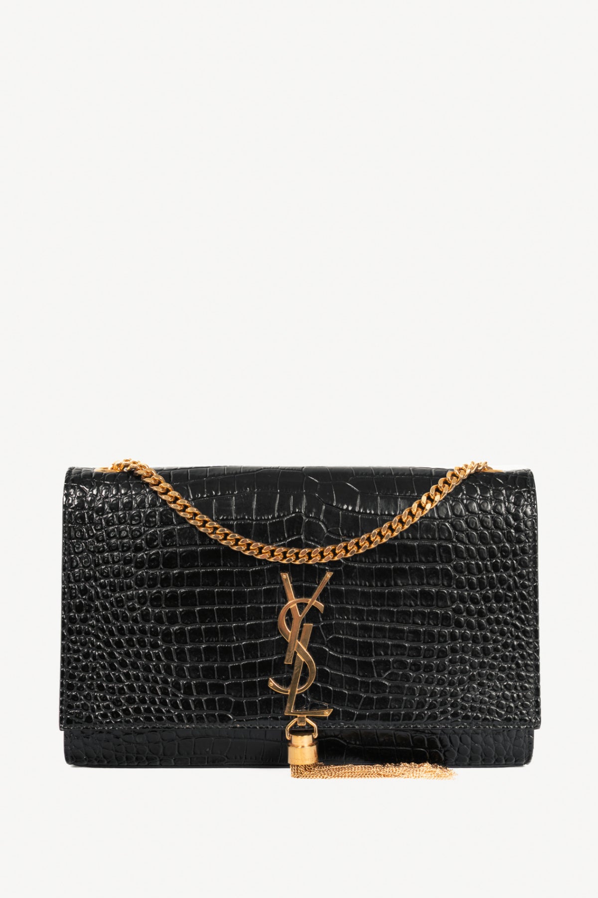Saint Laurent Nero Cocco Print Monet YSL Monogramme Shoulder Bag