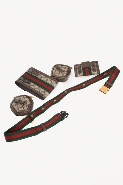 Gucci Beige & Ebony GG Supreme Web 4-Set Utility Belt Bag