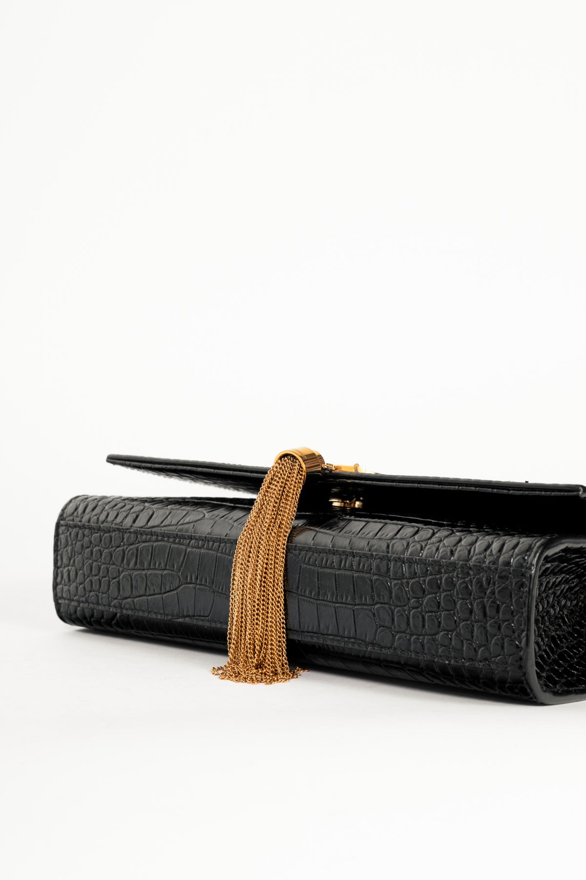 Saint Laurent Nero Cocco Print Monet YSL Monogramme Shoulder Bag