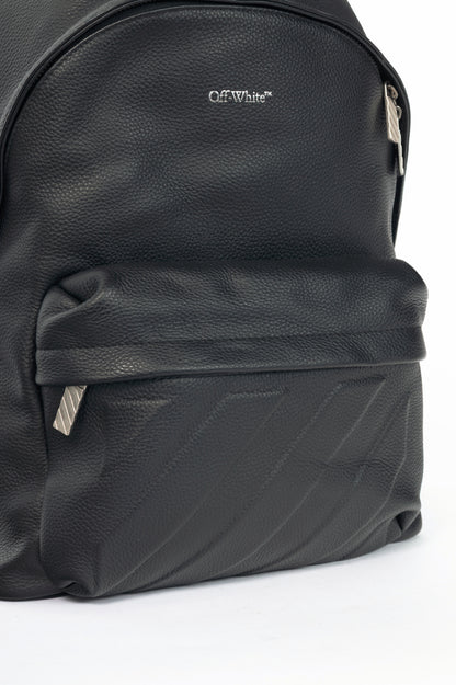 Off-White Black Pebbled-Leather Classic Dome Backpack
