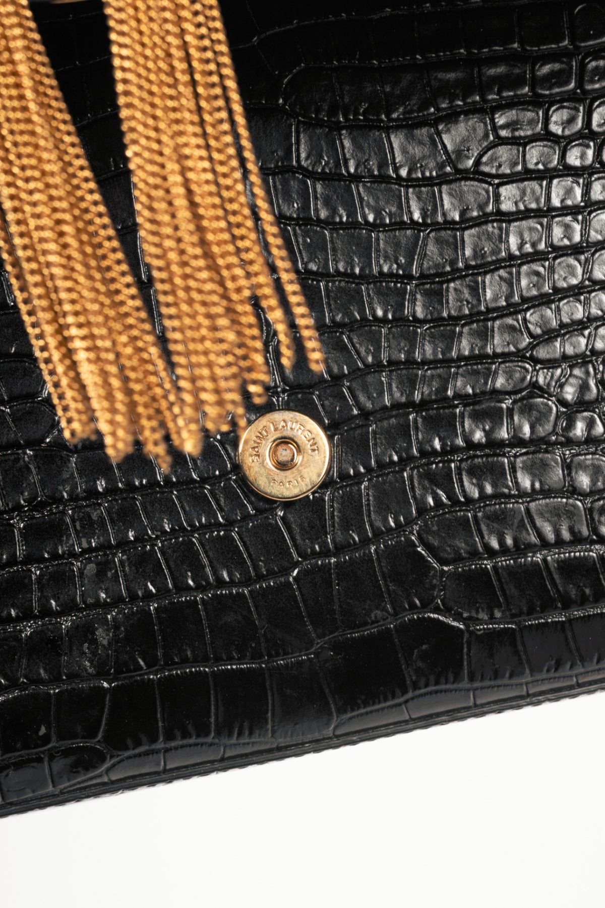 Saint Laurent Nero Cocco Print Monet YSL Monogramme Shoulder Bag