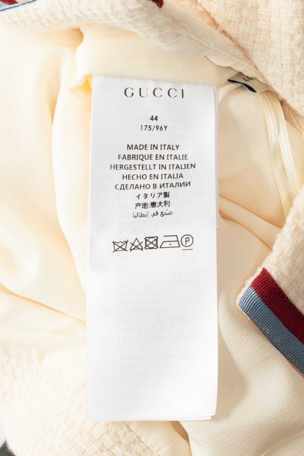 Gucci PF19 Ivory Grosgrain-Trimmed Wool-Blend Tweed Mini Dress