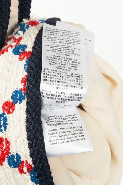 Gucci PF19 Ivory GG Sylvie Tweed Cotton Mini Shift Dress