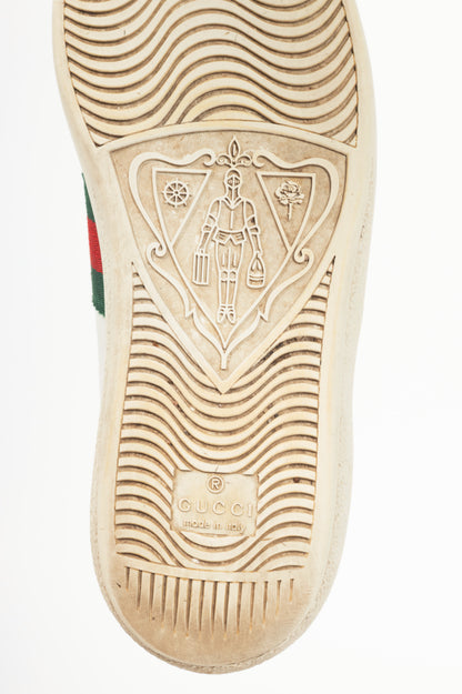 Gucci Ace Bee White Leather Lace-Up Sneakers