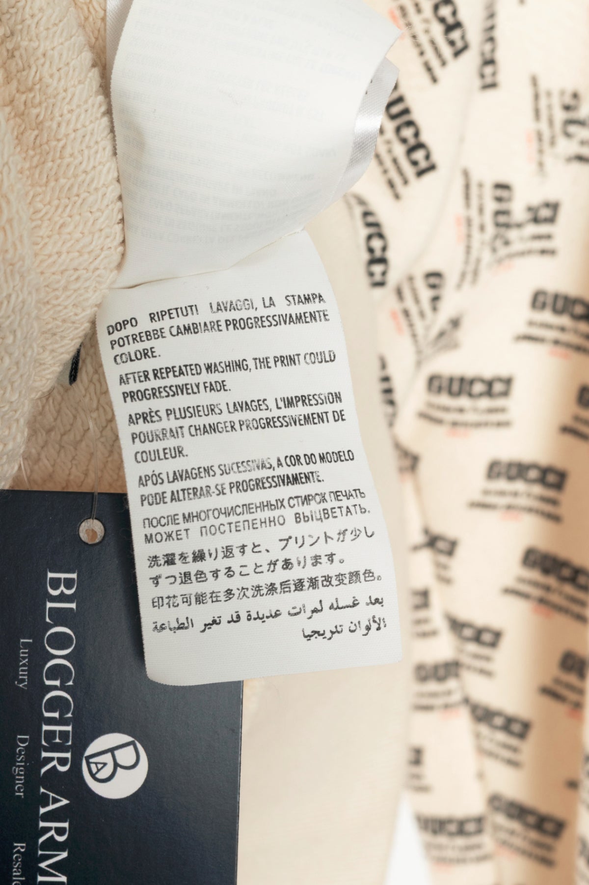 Gucci SS18 White Logo-Stamp Cotton French-Terry Hoodie