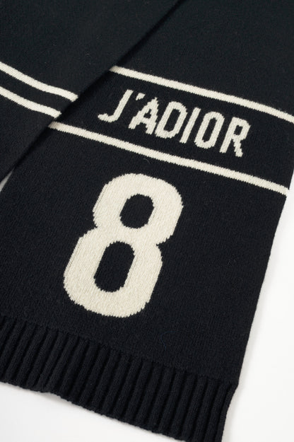 Dior J'Adior Black Wool & Cashmere Logo-Jacquard Scarf